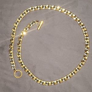 C Wonder Gold and Black Leather Necklace